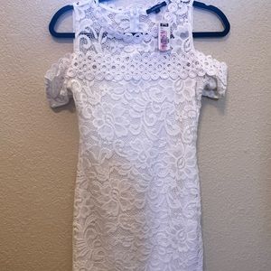 Ambiance white lace off shoulders dress - size S- NWT